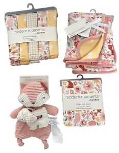 Baby girl set pink Fox, bunny, Easter, blankets, sheet, rattle Lovie lot