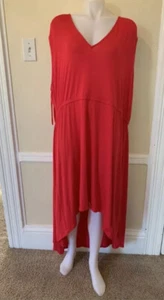 Lane Bryant High Low Dress Short Front Shirred Women`s Plus Size 26/28 Pink NWT - Picture 1 of 5