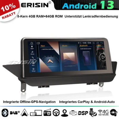 10.25" 8-Kern 64GB Android 14 Autoradio GPS Navi für BMW X1 E84 CIC DAB+ Can-Bus - Bild 1 von 4