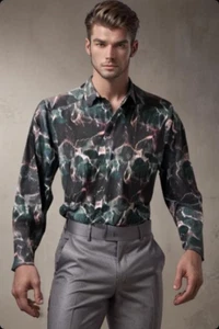 NUEVO - Camisa Jared Lang LS - Hombre XL 45x30 36" Slv - Algodón Abstracto Multicolor - Imagen 1 de 13