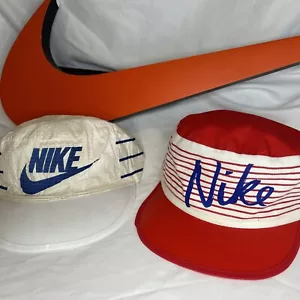 VTG Nike Hats 1980's Painters Hat Red White Blue Rare Lot Of 2 Hats Cap 1970's - Picture 1 of 11