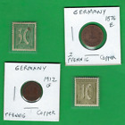 GERMANY  1876 E & 1912 G ~ PFENNIG ~ 4 X  COINS & STAMPS LOT# 43 (*-*)