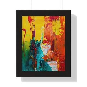 Vibrant Abstract Framed Poster – Colorful Vertical Wall Art for Luxury Decor & M - Picture 1 of 13