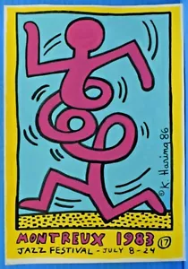 KEITH HARING - DISEGNO, GUAZZO SU CARTA VECCHIA, FIRMATO, ARTE, VINTAGE, EPOCA ANDY WARHOL - Foto 1 di 7