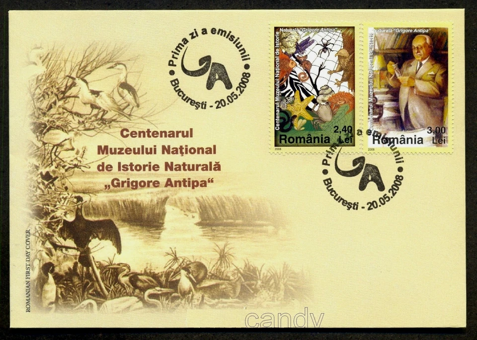 2008 Mammoth,Butterfly,Microscope,Spider,Antipa,Birds,Monkey,Romania,Mi.6296,FDC - Image 1 of 1