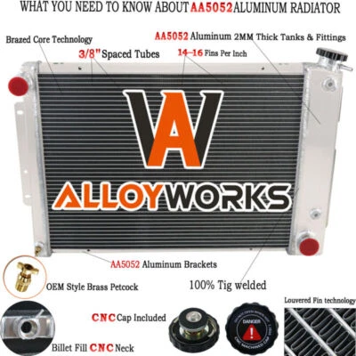 3 Row Radiator For 1967-1969 Chevy Camaro SS Z28/Pontiac Firebird Big Block 1968 Foto 1 de 4