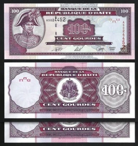 Haiti 100 Gourdes 2000, UNC, 2 Pcs PAIR, Consecutive, P-268a, Prefix AS - Picture 1 of 4