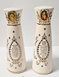 Salero y pimentero vintage de Jesús y María "Gracia antes y después de las comidas" - Imagen 1 de 6