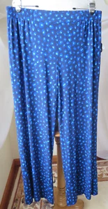 IMAN PALAZZO PANTS WOMENS BLUE ELASTIC WAIST WIDE LEG PULL ON STRETCH SZ XL NEW - Picture 1 of 9