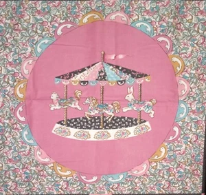 Vintage Shirley Botford "Karussell Pferd/Hase" Baumwollstoff Panel 35"x45" - Bild 1 von 6