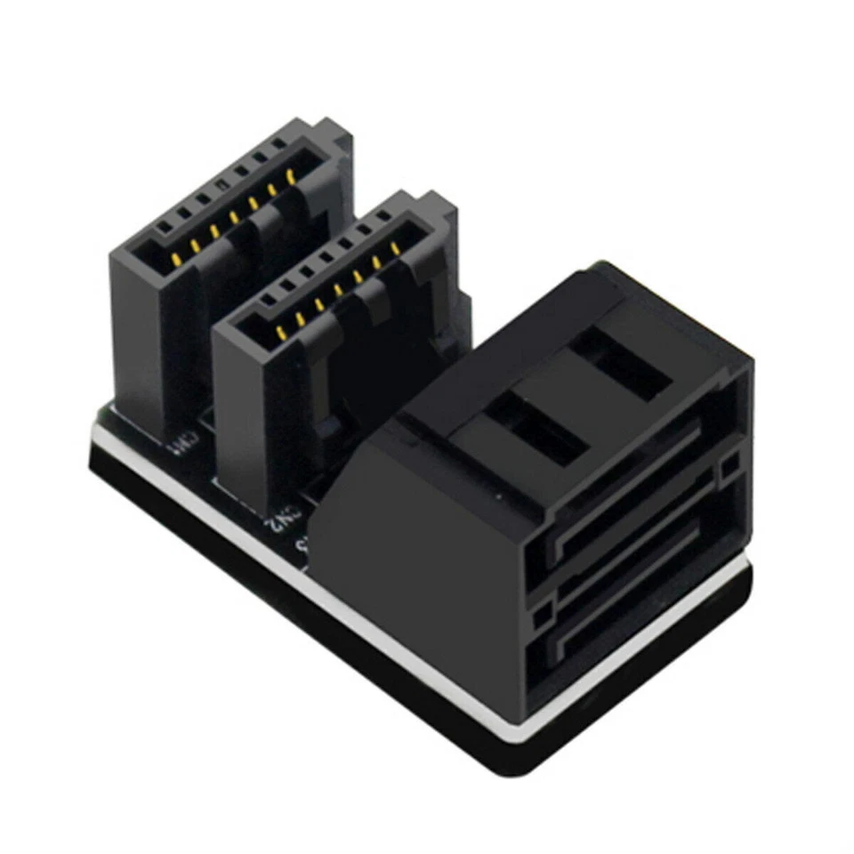 Dual SATA 7Pin Vertical 90 Degree Angled Adapter Low Profile for Desktops SSD - Image 1 of 1