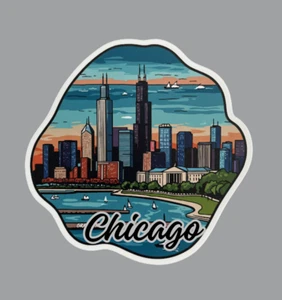 Chicago Illinois Windy City Laptop Sticker - Picture 1 of 5