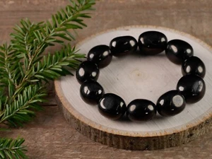 Pulsera Cristal JET - Madera Petrificada, Cuentas Caídas - Joyería Hecha a Mano, E1241 - Imagen 1 de 10