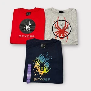 Spyder Youth 3-pack Tee Shirt T-Shirt Youth Boy XS 5/6 Navy Blue, Grey & Red - Picture 1 of 8