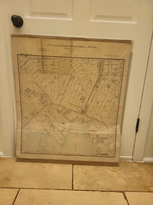 Mapa. Levantamento topográfico da cidade de Baltimore HT Douglas. 1896 Camden Stadium área - Imagem 1 de 4