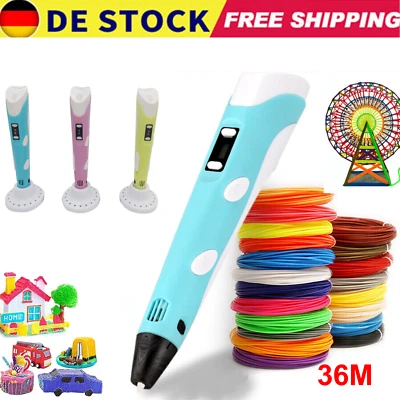Kinder DIY 3D Stifte Set 3D Druckstift 12Farben 36m PLA Filament 3D Printing Pen - Bild 1 von 4