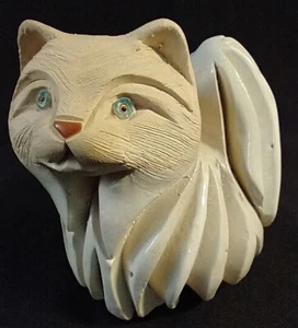 Artesania Rinconada White Persian Cat Kitten Figurine Uruguay Blue Eyes - Picture 1 of 8