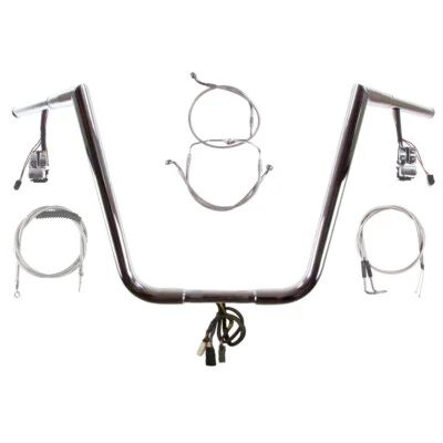 1 1/4" Chrome 16" Prewired Jarhead Bar Kit 1996-2006 Harley Road King w/Cruise - Image 1 of 2