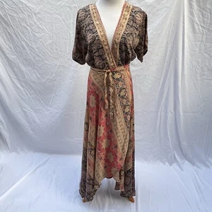Maxi Vestido Envolvente Karma Highway Multicolor Floral OS Boho Gitano Asimétrico Profundo-V - Imagen 1 de 9