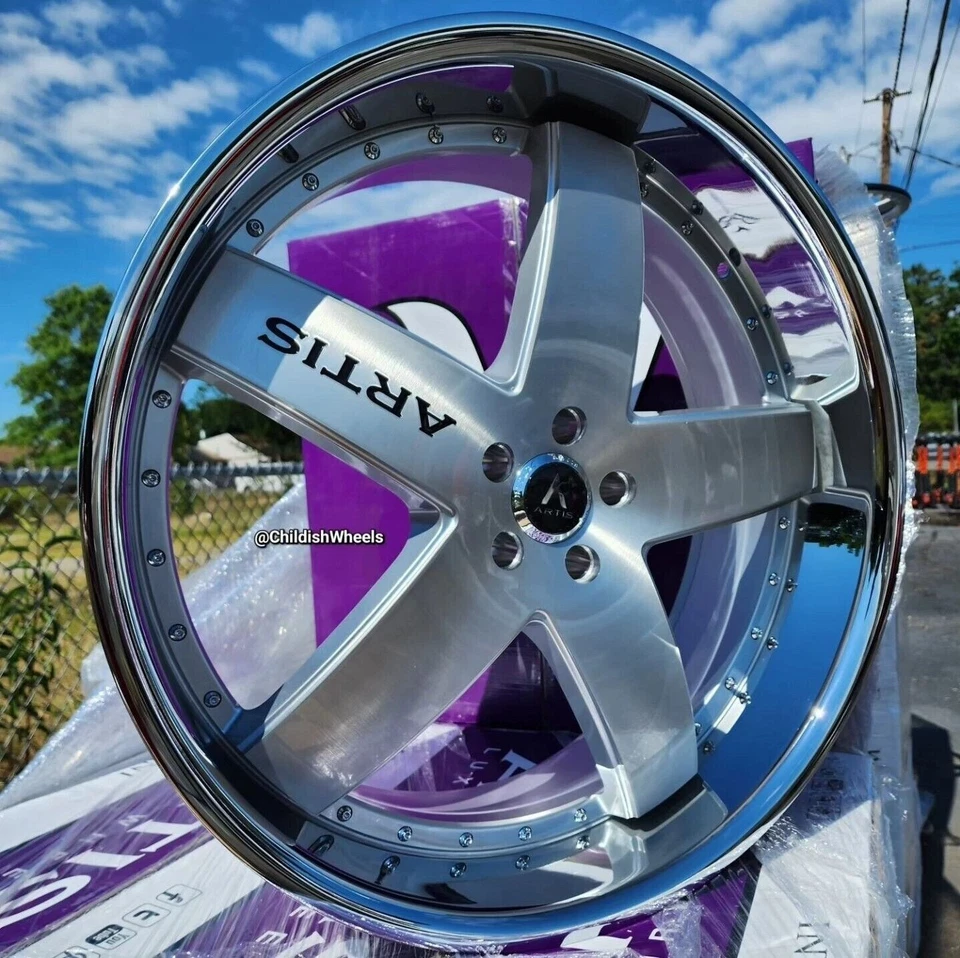 26" Inch Silver Brushed Artis Booya STAGGERED Wheels Rims BLANKS Foto 1 de 1