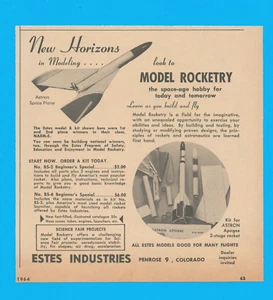 1964 Estes Industries model rocket vintage print ad build and fly hobby toy - Picture 1 of 3