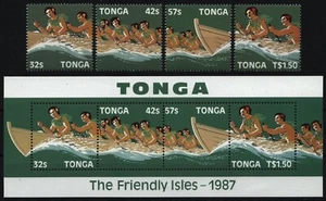Tonga 1987 - Mi-Nr. 993-996 & Block 10 ** - MNH - Boote / Boats - Bild 1 von 1