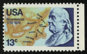 EE. UU. #1690b 13¢ Benjamin Franklin edición conjunta sin etiquetar error etiquetado omitir fino+ NH - Imagen 1 de 1
