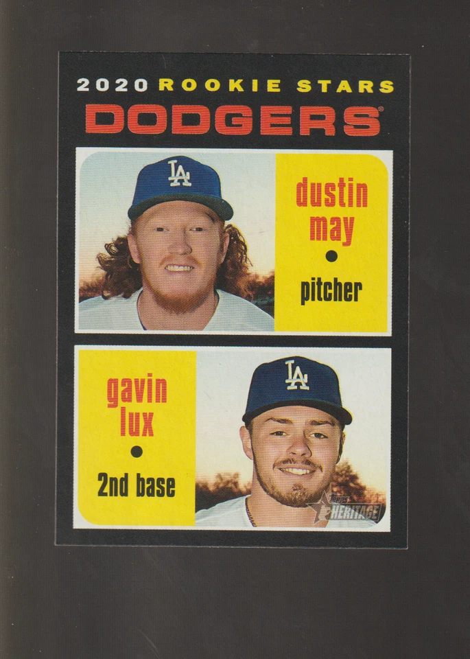 2020 TOPPS HERITAGE GAVIN LUX / DUSTIN MAY ROOKIE # 188 - Image 1 of 2