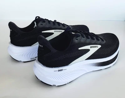 Zapatos para correr Brooks para mujer (8,5 AMPLIO D) Ghost 17 acolchados blancos y negros Foto 1 de 4