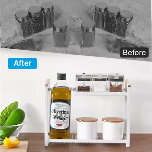 2 tier Kitchen Spice Rack Storage Organizer Seasoning Bottle Stand Shelf Holder - Picture 1 of 10