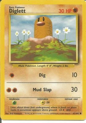 Pokemon TCG Diglett 47/102  Fighting Energy Sideways Misprint / Error  - Image 1 of 3