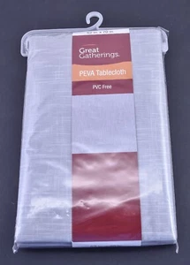 Great Gatherings PEVA Tablecloth Gray 52x70 Polyester Back PVC Free New - Picture 1 of 5