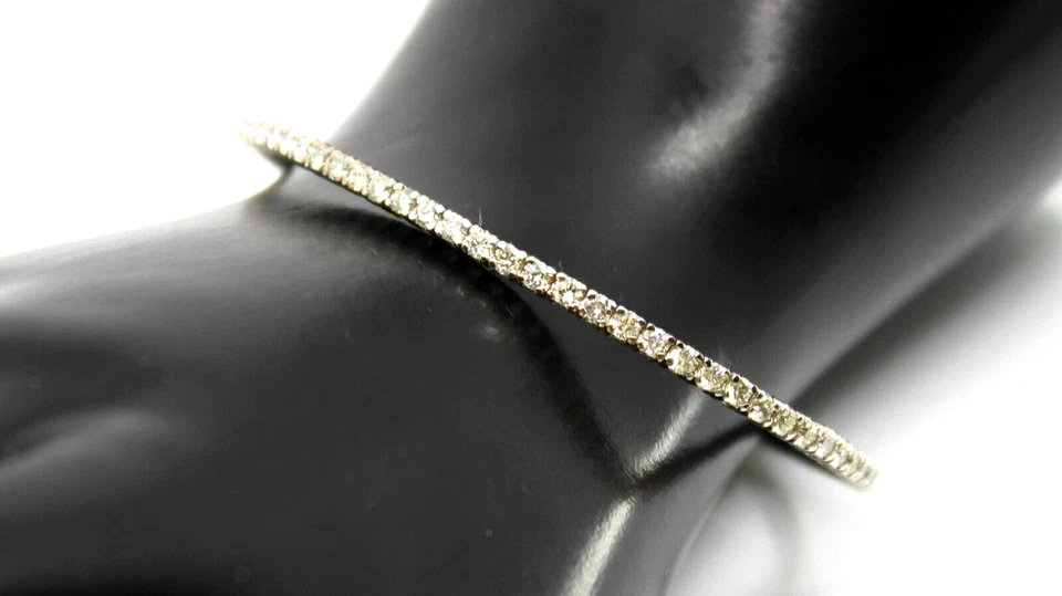 Brazalete de tenis de diamantes en oro blanco macizo de 14 k 2,6 Tcw 6,5 - 7" pulgadas Foto 1 de 1