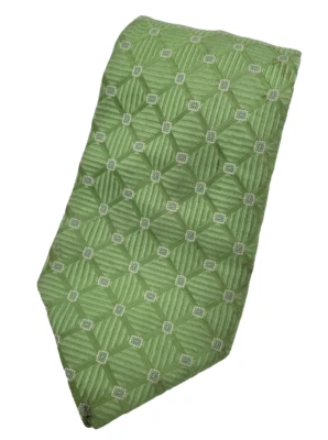 DANIEL CREMIEUX Men's Silk Necktie Designer Geometric Green 62"L x 4" ~S41 Foto 1 de 4