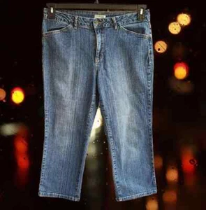 Pantalones de mezclilla capri recortados de tiro medio azul talla 12 St. John's Bay para mujer - Imagen 1 de 13