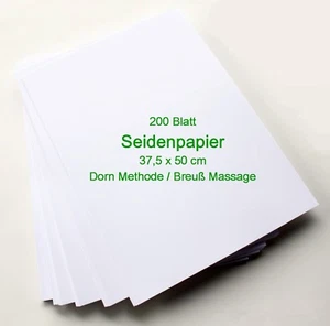 200 Blatt Seidenpapier für Dorn Methode/Breuß Massage  37,5 x 50 cm - Bild 1 von 2