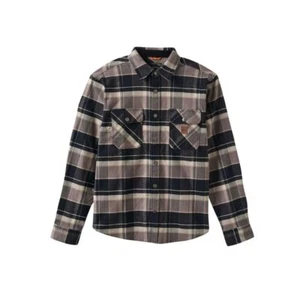 Brixton "Builders Bowery" L/S Stretch Flannel (Black/Charcoal/Beige) Plaid Shirt - Picture 1 of 1