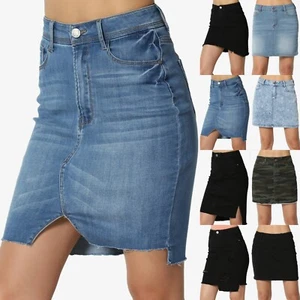TheMogan S ~ 3X Vintage Washed Jeans Mid bis High Waist Distressed Denim Minirock - Bild 1 von 31