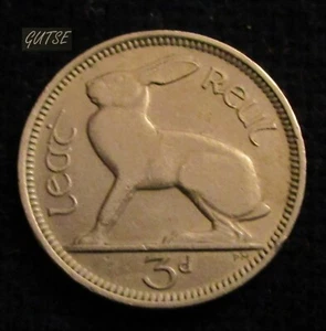 * Gutse * Irlanda, 3 Pingin (3 Pence ) 1953, Lepre, EBC - Picture 1 of 2