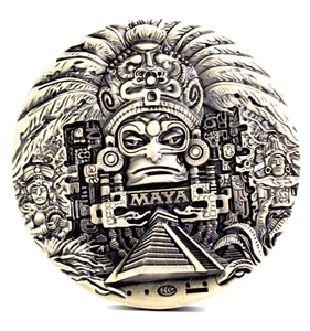 WARRIOR MAYAN ART INCA AZTEC pendant Sterling 925 Silver 20" necklace GOLD GIFT - Picture 1 of 8