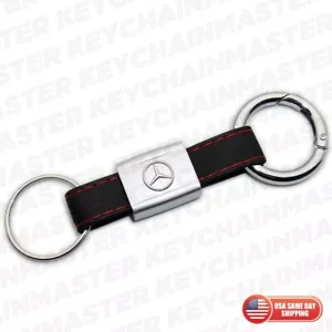 For Mercedes Sport Car Home Genuine Leather Keychain Elegant Strap Zinc Key Ring - Picture 1 of 3