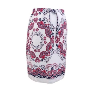 Falda lápiz recta Ann Taylor blanca con estampado floral cremallera lateral cordón 4P - Imagen 1 de 10