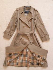 Burberry Women's Vintage Check Brown Beige Cotton Blend Trench Coat UK 14 Long - Picture 1 of 12