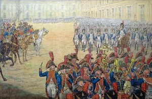 COUR des TUILERIES- DÉFILÉ MILITAIRE devant BONAPARTE - Chromolithographie (Job) - Picture 1 of 1
