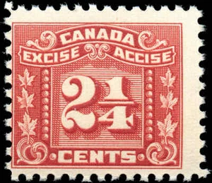Canada Mint NH F 2-1/4c Van Dam #FX63 1934-1948 Excise Tax Stamp - Bild 1 von 2