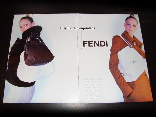 vintage FENDI 2 pagine STAMPA ANNUNCIO autunno 1996 FARRAH SUMMERFORD Gilles Bensimon