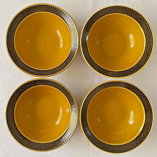 Vintage 70s Set of 4 Aurora Ironstone Bowls #4267 Goldenrod Mustard Yellow