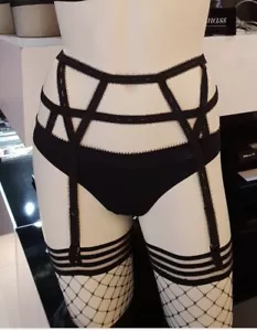 Cintura con sospensione Chantal Thomass Sexy Nera Troublante Nuova con etichette Crp £76 B71 Large - Foto 1 di 7