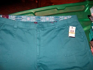 NWT GLORIA VANDERBILT Aruba Blue Front Zip Knee length Pants - SIZE 24W - Picture 1 of 3