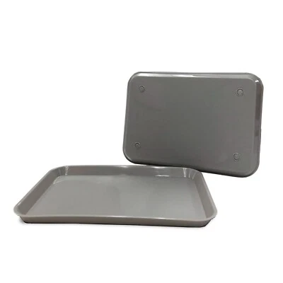 Plastic Eating Food Serving Tray for Cafeteria Lunch Kids 13.25" x 9.75", Gray - Image 1 of 2